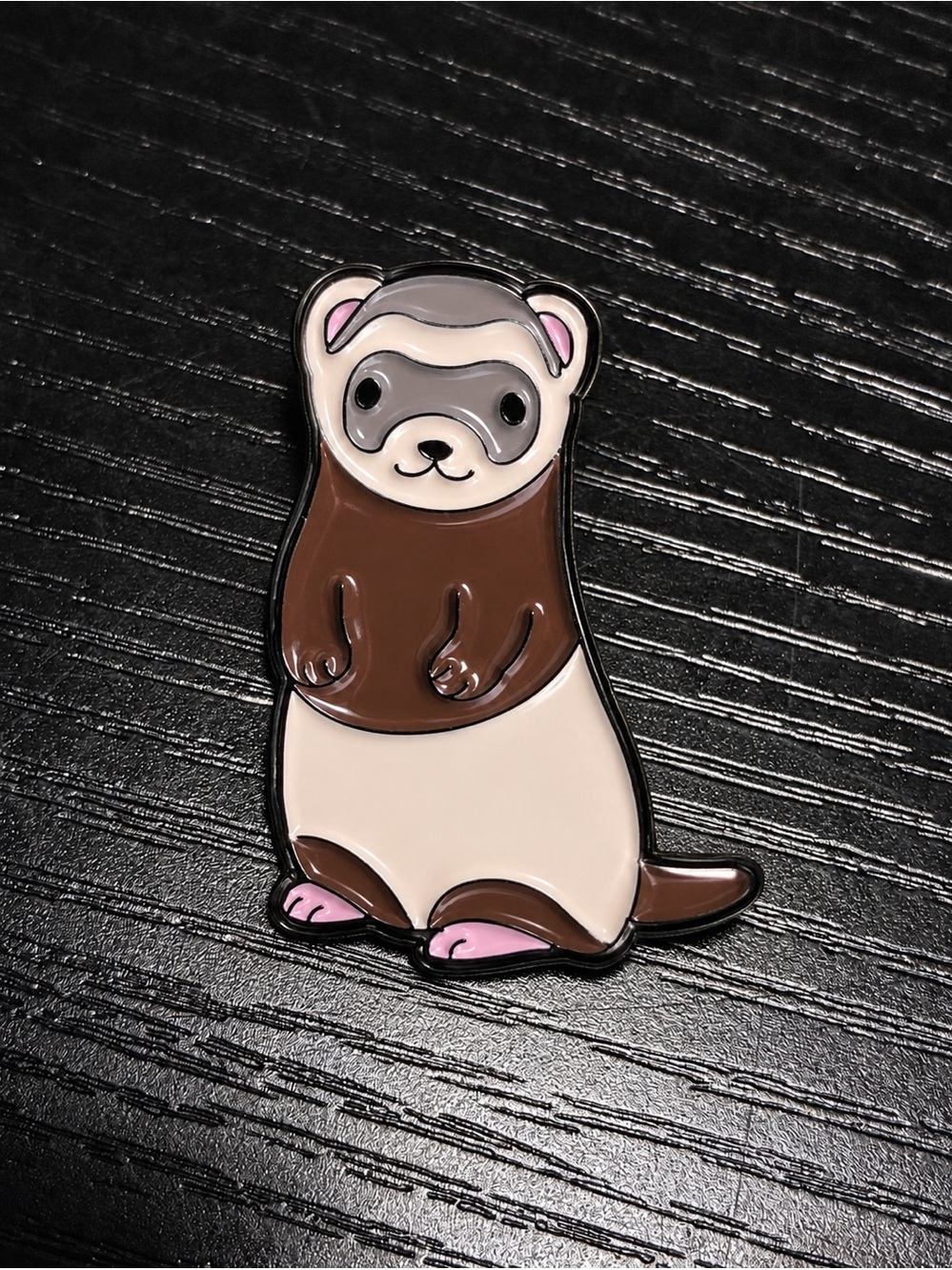 Cute Ferret Enamel Pin | Brown and Cream Ferret Lapel Pin
